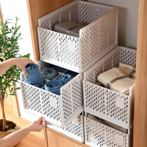 Stackable Drawer-Style Plastic Storage Basket – White