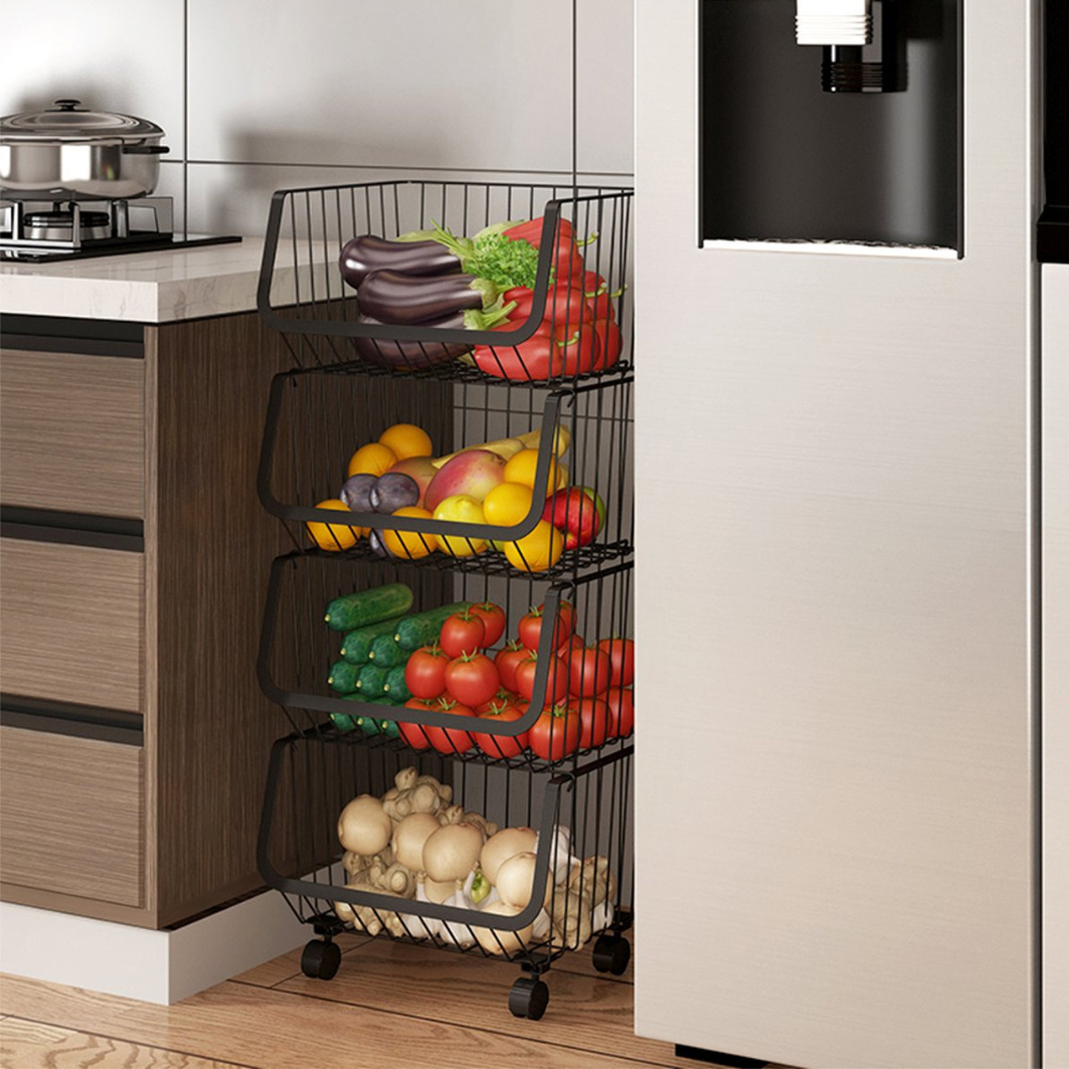 Multifunction Storage Metal Wire Rack – Black