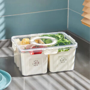 Plastic Kitchen Draining Storage Container 31CM – White